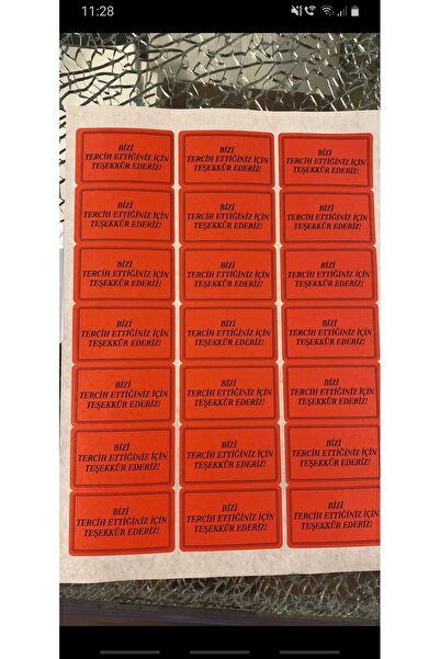 Egem Teşekkür ederiz etiketi 63.5x38mm kirmizi renkli