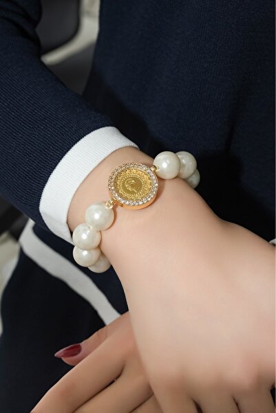 aytekgold Misket İncili 8 ayar Çeyrekli Bileklik