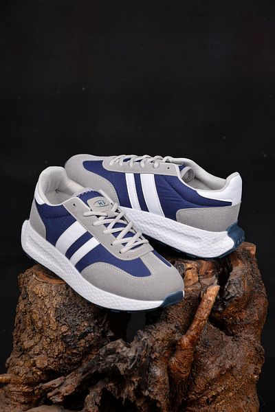 M.P. Men's Gray Navy Blue Sports Anti-Sweat Orthopedic Sole Anti-Slip Daily Comfortable Walking and Running Shoes
