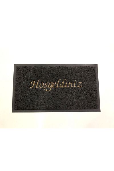 bademlerhali Welcome Written Door Mat Gray - Red Color 40x60cm Plastic