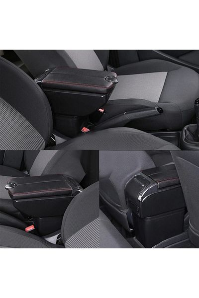 C9 Auto Armrest Armrest Double Opening 7 Usb Port Compatible with All Vehicles Armrest Black