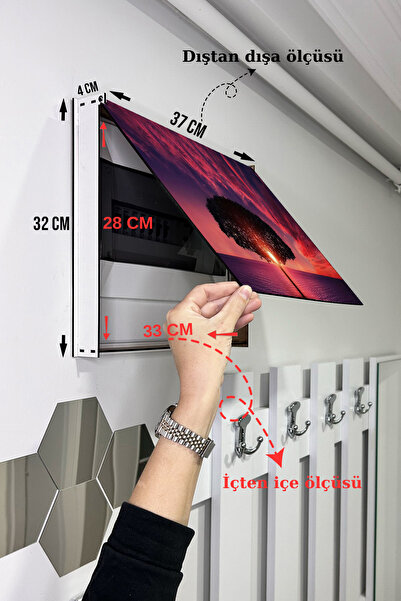 no77decor Sigorta Saklama Kutusu Aynı Zamanda Kızıl Gökyüzü Manzaralı Tablo