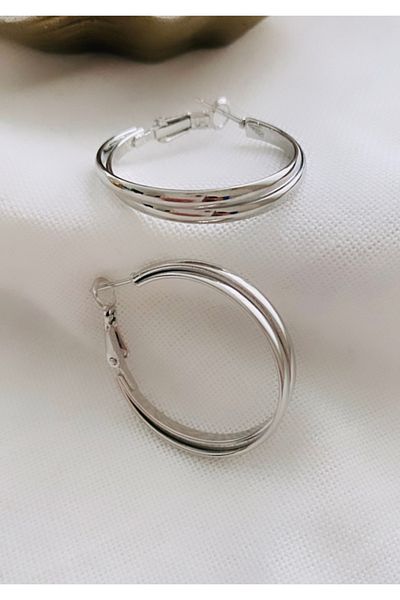 VNS Accessories Double Look Model Hoop Earrings (2,5 cm)