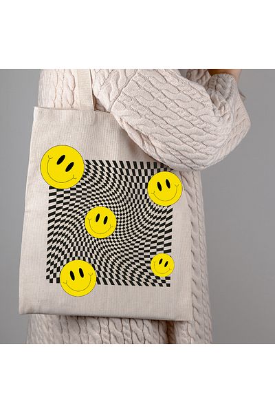 BYBAGS Geantă de umăr din pânză brută imprimată organic 35x40