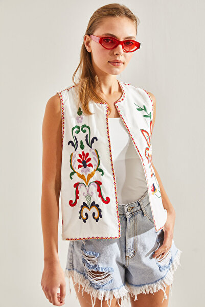 Bianco Lucci Dámská vyšívaná vesta s podšívkou60131016