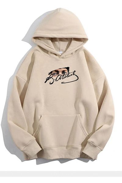 DWN WEAR Unisex Ataturk Printed Oversize Hooded