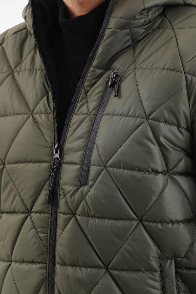 ROBA MEN Men's Quilted Hooded, Inner Fleece, Water and Windproof Winter Sports Coat RBM-105