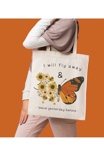 BYBAGS Geantă de umăr din pânză brută imprimată organic 35x40