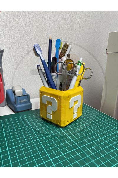 Bi'şeyler Sepeti Mario Question Block Pen Holder - Mario Question Block Pen Holder