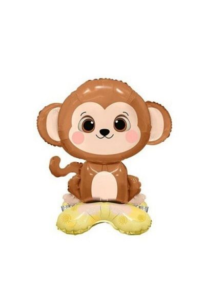 parti sürprizi Safari Animals Footed Monkey Shaped Foil Balloon