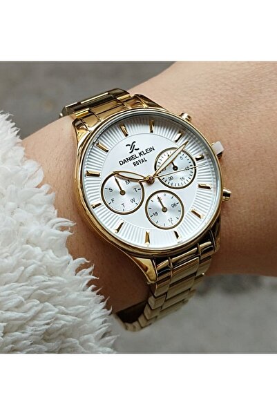 Daniel Klein Gold Kadın Kol Saati 3 Atm Su Geçirmez Paslanmaz Çelik Makine Ga...