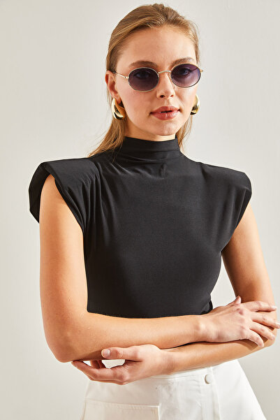 Bianco Lucci Women's Shoulder Padded Basic Blouse