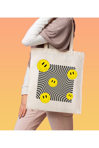 BYBAGS Geantă de umăr din pânză brută imprimată organic 35x40