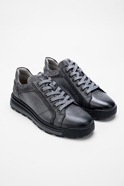 Valmenti Чоловічі сірі шкіряні повсякденні черевики