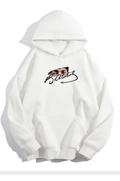DWN WEAR Unisex Ataturk Printed Oversize Hoodie