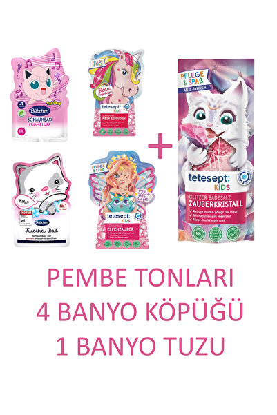 Bübchen Alman Kalitesi- Çocuklar Için Pembe Renkli Banyo Köpüğü Seti- 5 Adet