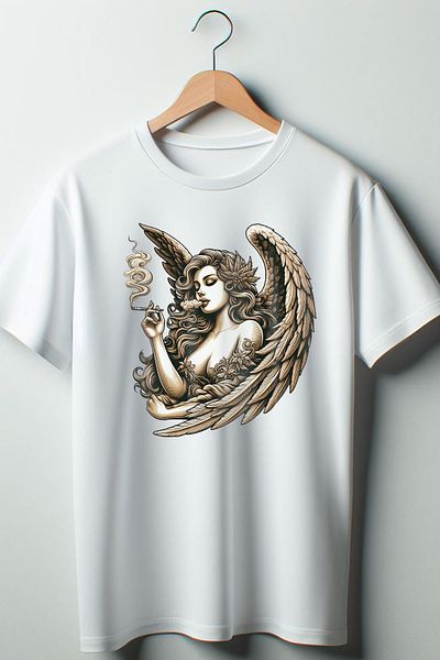 Vordevia Μπλουζάκι με στάμπα Angel White Oversize Crew Neck