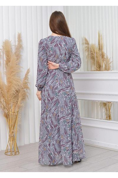 Favv Club Patterned Chiffon Dress Complete Lined
