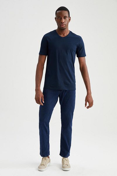 DeFacto Slim Fit V-Neck Basic 100% βαμβακερό T-shirt