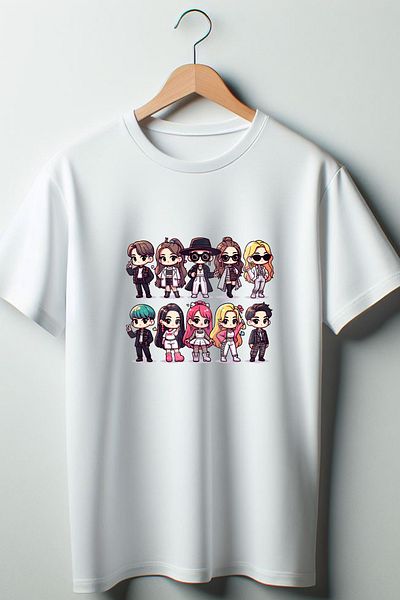 Vordevia Μπλουζάκι K-POP με εμπριμέ λευκό Oversize Crew Neck