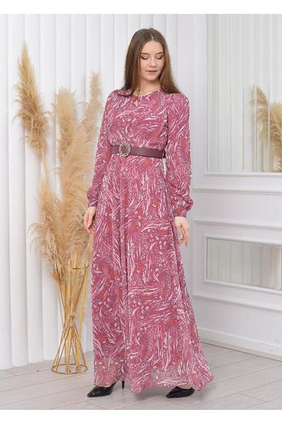 Favv Club Patterned Chiffon Dress Complete Lined