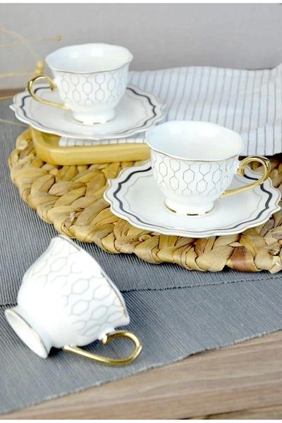 Paçi Valeria Porcelain Coffee Cup Set for 6 People