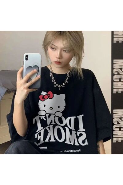 Gofeel I Don't Smoke Kitty Detail Unisex Oversize Kalıp T-Shirt