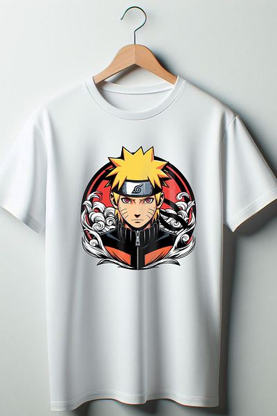 Vordevia Tricou alb oversize cu decolteu cu imprimeu Naruto Anime