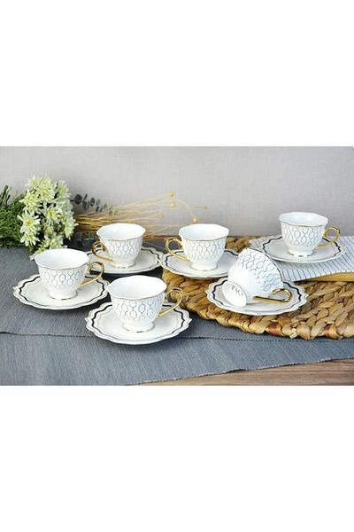 Paçi Valeria Porcelain Coffee Cup Set for 6 People