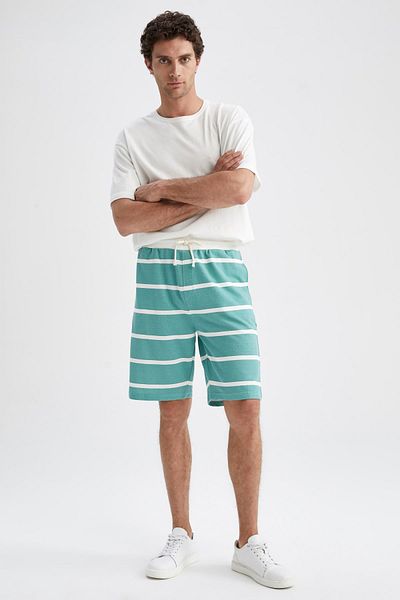 DeFacto Comfort Fit Striped Cotton Shorts X3219az22sm