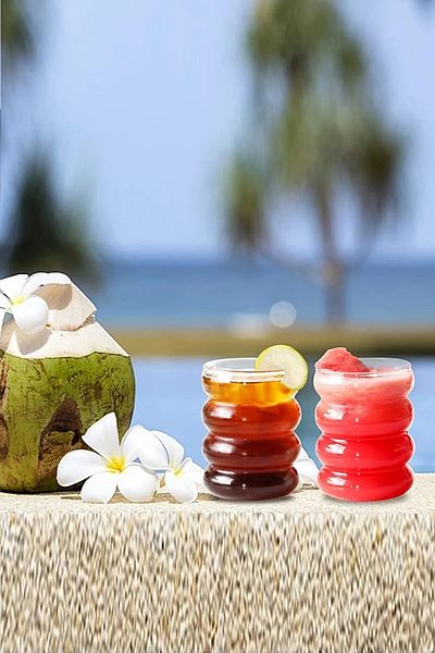 ASYA BAZAAR قطعتان - كوب على شكل شريط من زجاج البورسليكات المقاوم للحرارة| زجاج القهوة والعرض