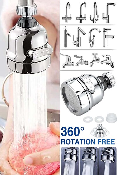 Binbirreyon Musluk Ucu Musluk Başlığı 3 Fonksiyonlu Krom Kubar Su Tasarruflu ...