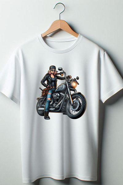 Vordevia Μπλουζάκι με στάμπα Biker Λευκό Oversize Crew Neck