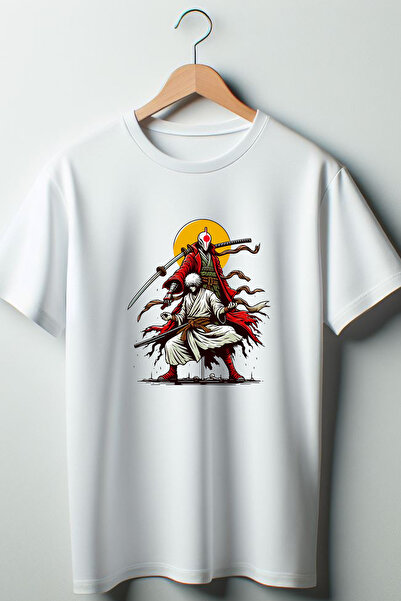 Vordevia Onimusha Anime Štampano Bela Oversize kroj okrugla kragna Majica