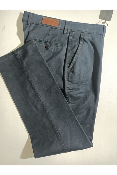 ATLIHAN pamuklu likralı yan cep klasik keten pantolon