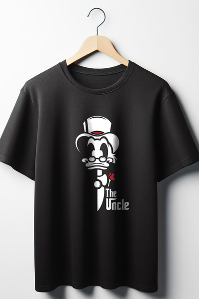 Vordevia Το μπλουζάκι με στάμπα Uncle Duck, μαύρο Oversize Crew Neck