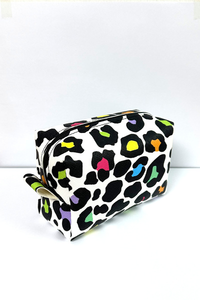 EgeOnline Чанта за аксесоари с катарама за грим от кожа Bage с шарка