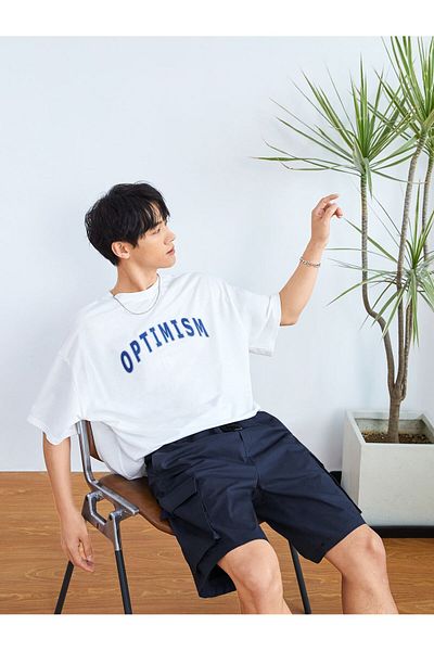 Jose Clothing Μπλουζάκι Unisex Λευκό εμπριμέ από οργανικό βαμβάκι Oversize κοντό μανίκι