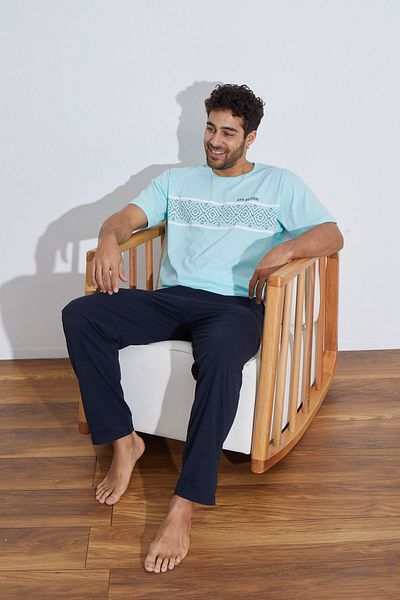 Ayans Pijama Σετ πιτζάμας χτενισμένο βαμβακερό μονό φανελάκι (Καλοκαίρι).