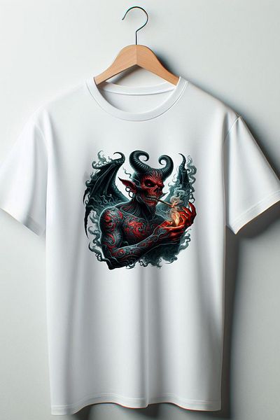 Vordevia Tricou alb oversize cu decolteu cu imprimeu Devil
