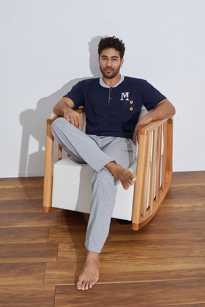 Ayans Pijama Σετ πιτζάμας χτενισμένο βαμβακερό μονό φανελάκι (Καλοκαίρι).
