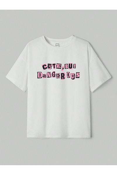 Jose Clothing Μπλουζάκι Unisex Λευκό εμπριμέ από οργανικό βαμβάκι Oversize κοντό μανίκι