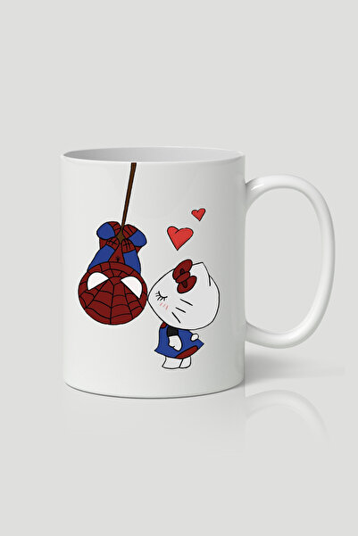 designedfy Hello Kitty - Spiderman Baskılı Kupa Bardak