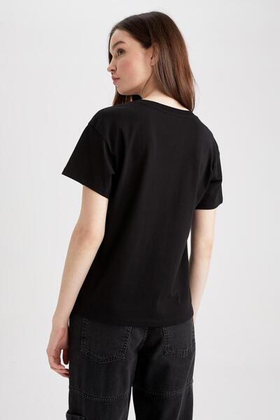 DeFacto Regular Fit Bisiklet Yaka Baskılı Kısa Kollu %100 Pamuk Tişört