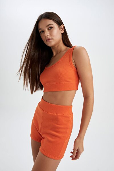 DeFacto Fajna dopasowana koszulka na ramiączkach ze ściągaczem Athlete Y9980az22hs