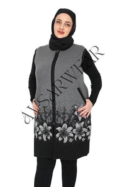 AVSARWEAR Floral Patterned Plus Size Mother's Vest with Pockets AVS-1701234399