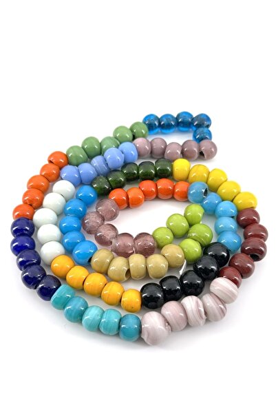 Selvi Konsept Bodrum Cam Boncuk Küçük Boy Karışık Renkli 10 Mm  1 Dizi 100 Adet