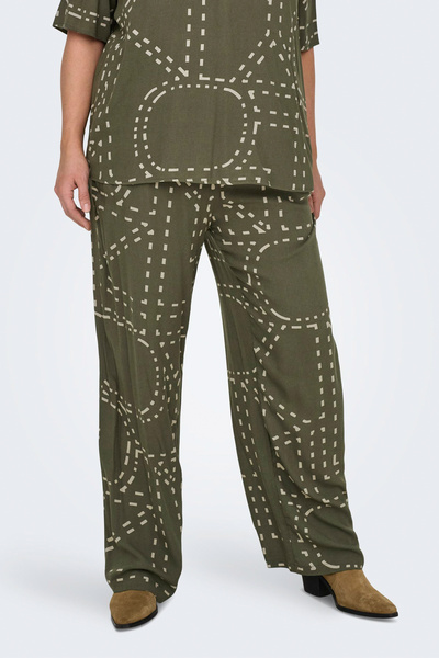 Only Carmakoma CARPHOEBE LIFE ŠIROKÉ KOTNÍKOVÉ KALHOTY AOP