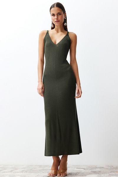 Trendyol Collection Kaki Tricot Maxi Rochie Basic TWOSS20EL1574