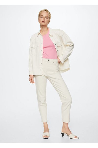 MANGO Woman Blugi Mom Comfort cu talie înaltă